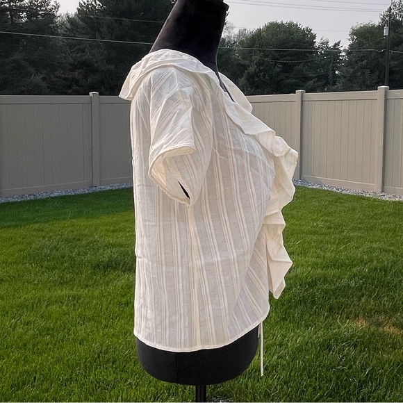 Zara Cream Gold Ruffle Shirt Lace-Up - Picture 9 of 13